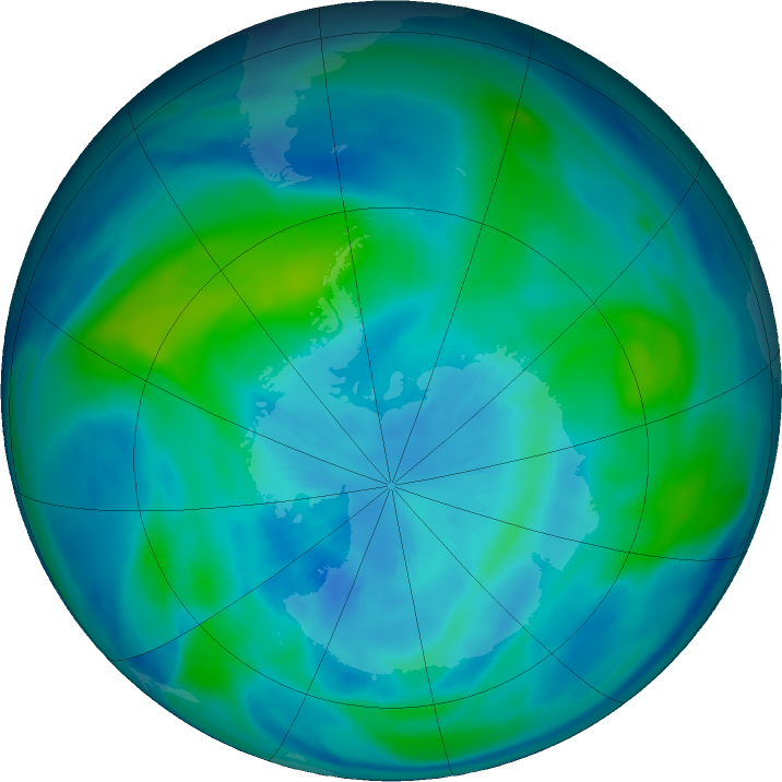 Antarctic ozone map for 27 March 2019
